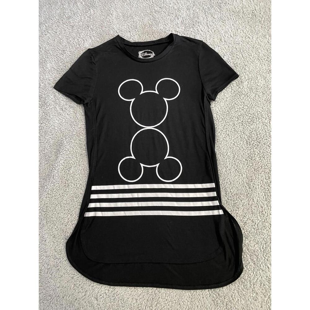 Disney Mickey Mouse Ladies Tee Black With White Outline Short Sleeve Size Medium